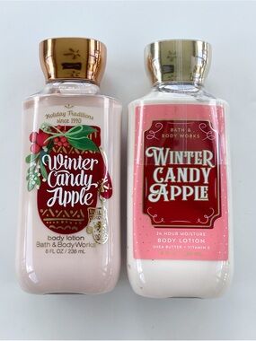 Bath & Body Works Winter Candy Apple Lotion Duo - Pink & Red